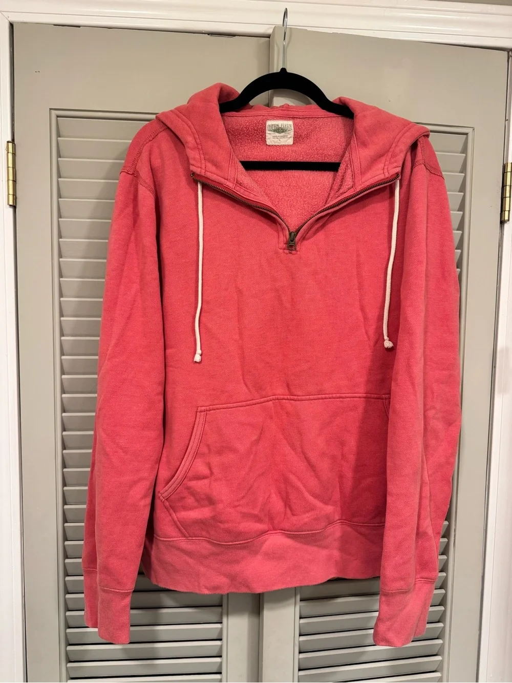 Vintage J. Crew Coral Half-Zip Hoodie Sweater